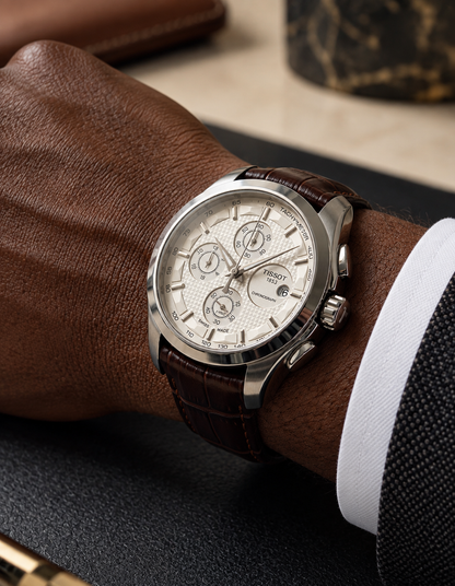 Tissot Chronograph Classic – Silver & Brown Leather