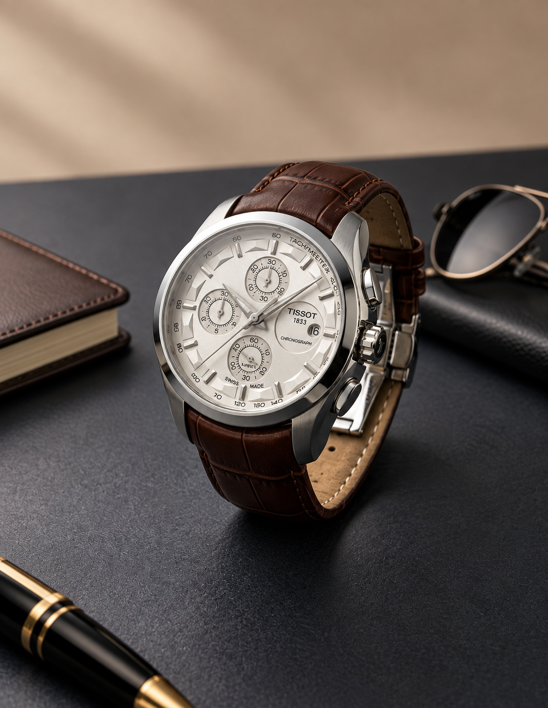 Tissot Chronograph Classic – Silver & Brown Leather