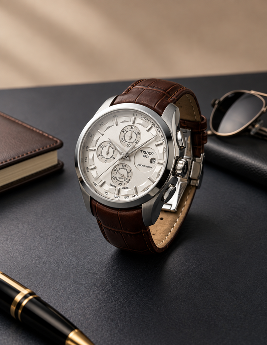 Tissot Chronograph Classic – Silver & Brown Leather