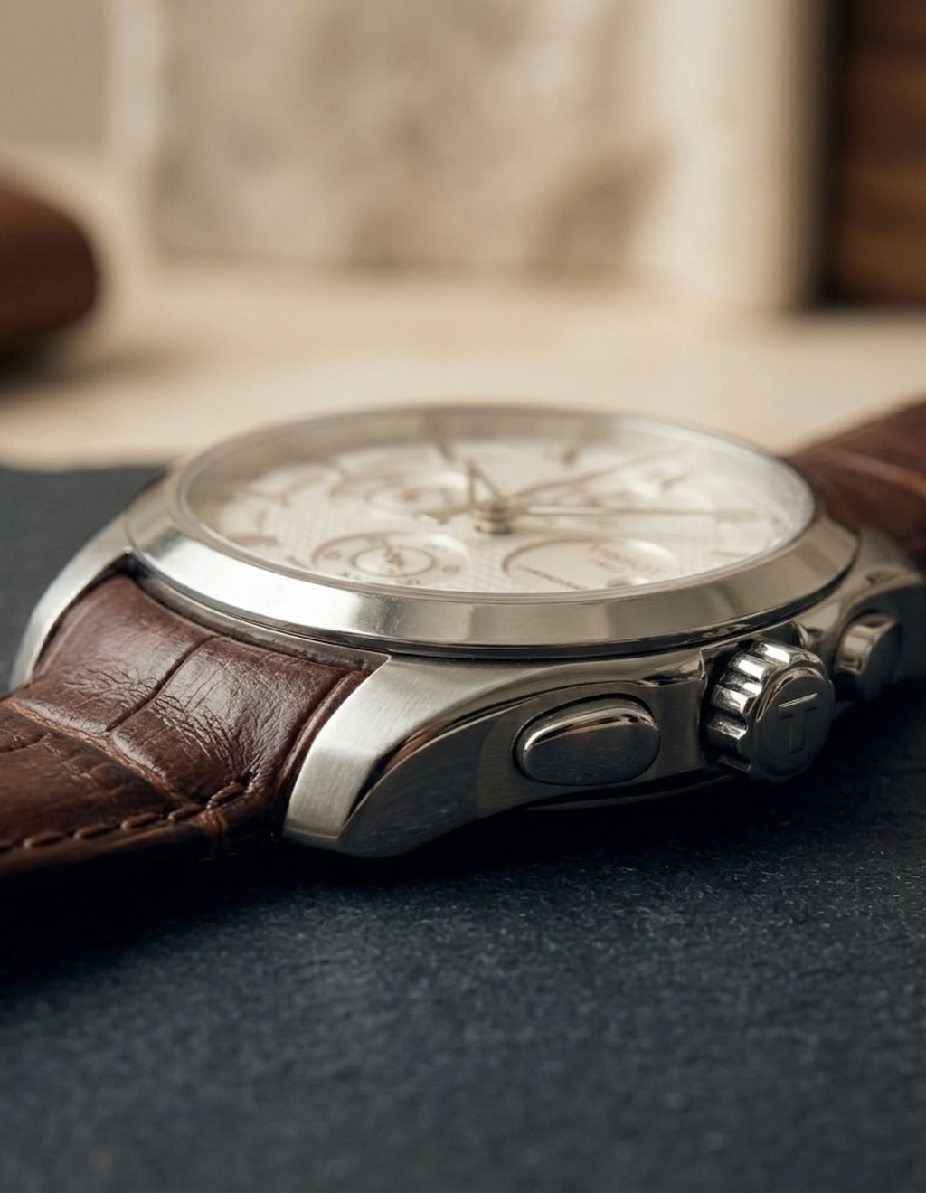Tissot Chronograph Classic – Silver & Brown Leather