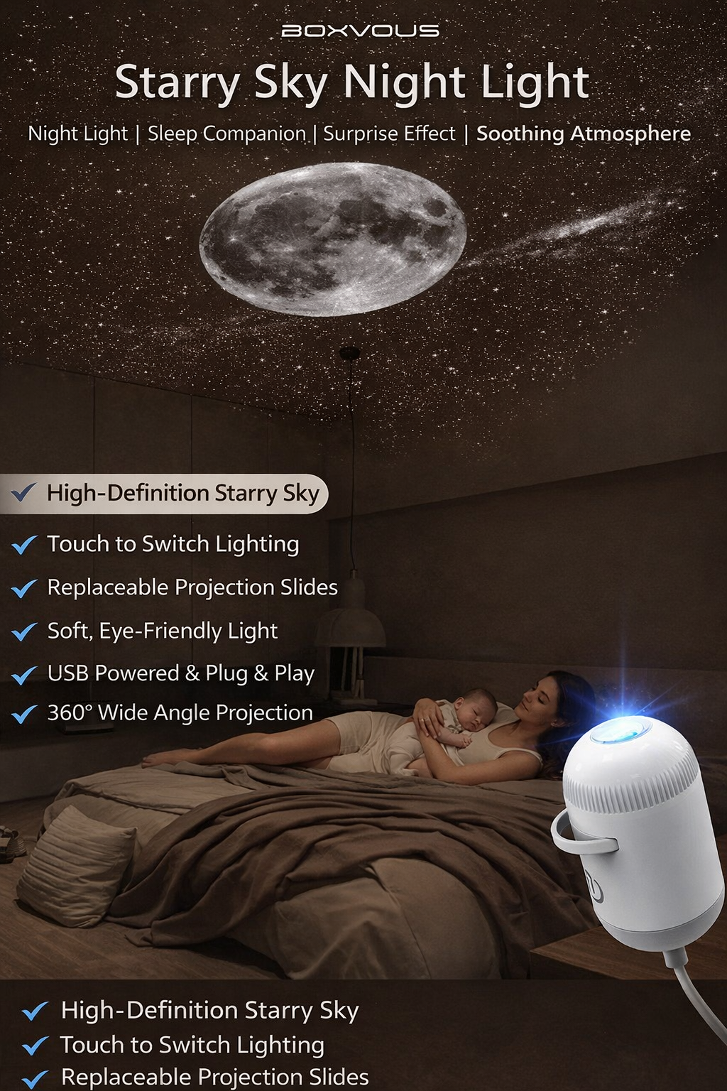 2 in 1 Galaxy Projector & Night Light
