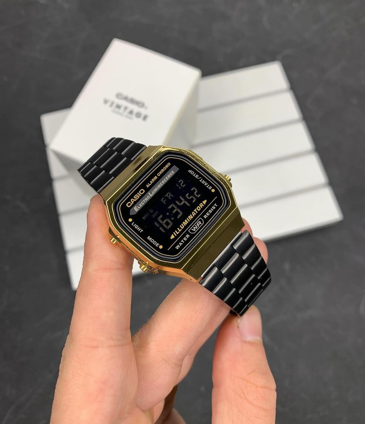 Casio Vintage Gold & Black Digital Watch for Men