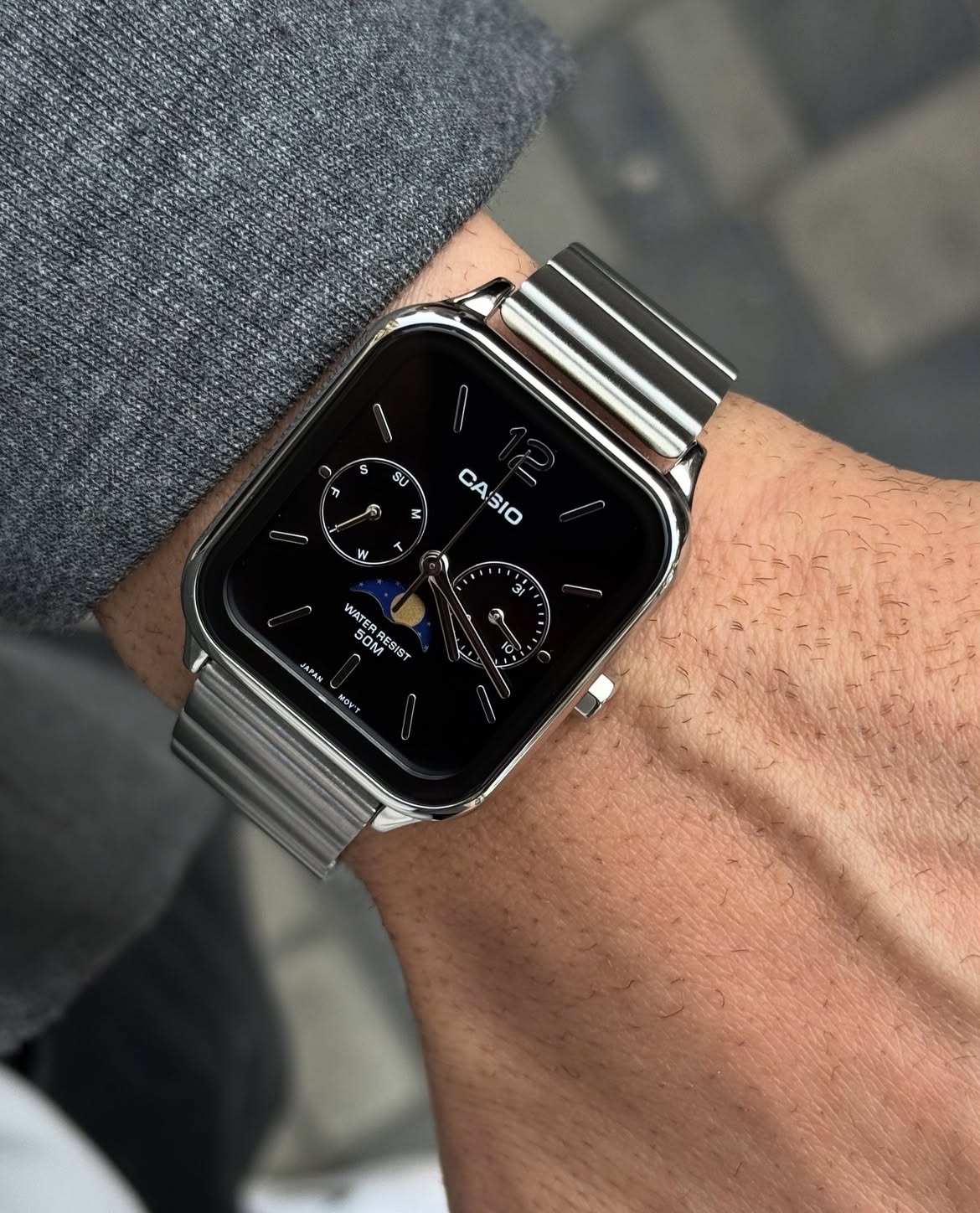 Casio Moonphase Stainless Steel Watch