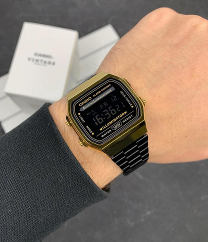 Casio Vintage Gold & Black Digital Watch for Men
